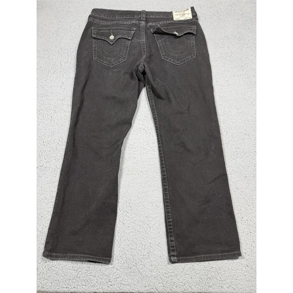 True Religion Ricky Jeans Mens 36x29 Relaxed‎ Straight Stretch Charcoal Wash